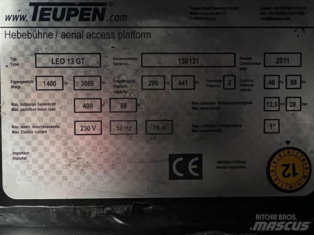 Teupen LEO 13 GT Plataformas de braço compactas auto-propulsão