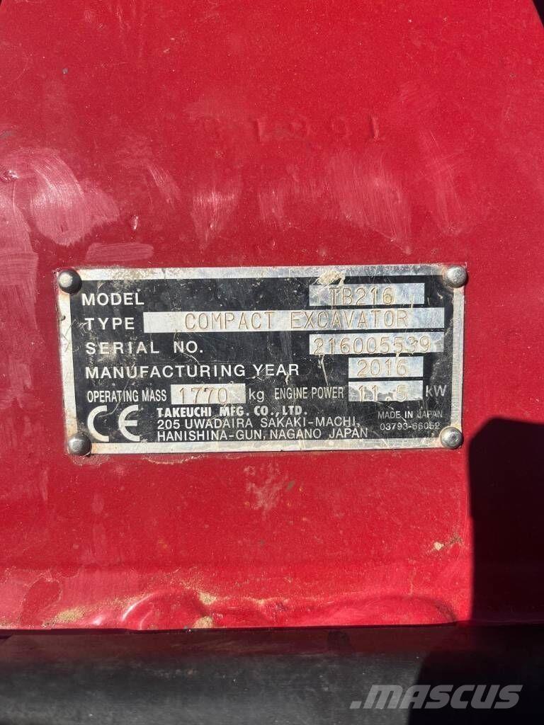 Takeuchi TB216 Mini Escavadoras <7t