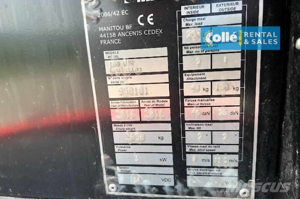 Manitou 100 VJR | 2014 Elevadores braços articulados