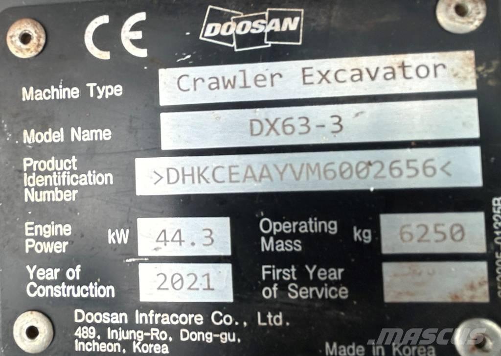 Doosan DX63-3 Escavadoras de rastos