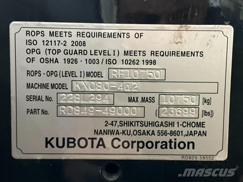 Kubota KX 080-4 A 2 Cabines e interior máquinas construção