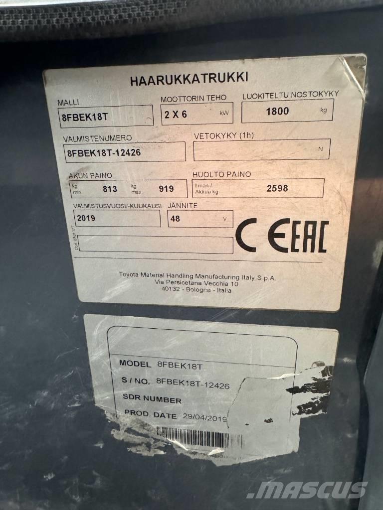 Toyota 8 FBEK 18 T Empilhadores eléctricos