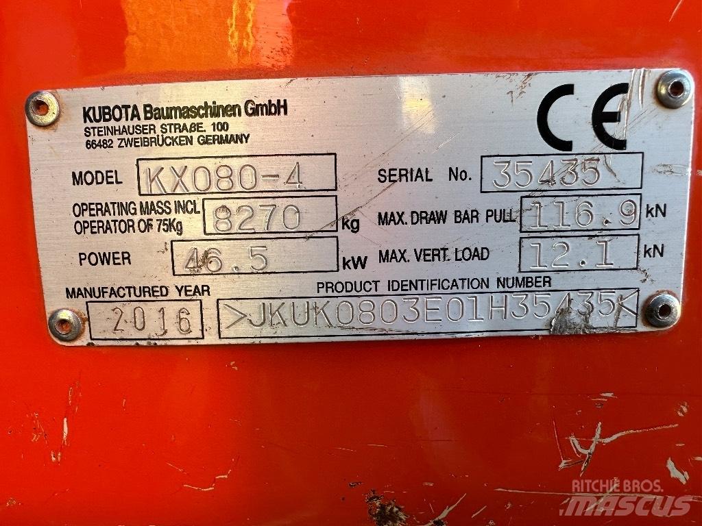 Kubota KX 080-4 Mini Escavadoras <7t