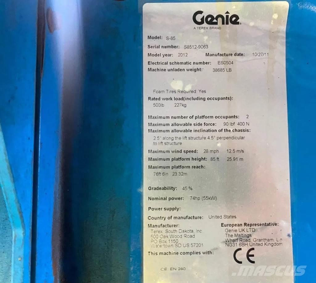 Genie S-85 Elevadores braços Telescópicos