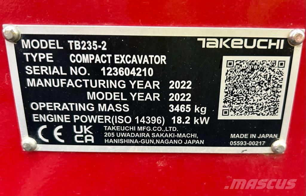 Takeuchi TB 235-2 V3 Mini Escavadoras <7t