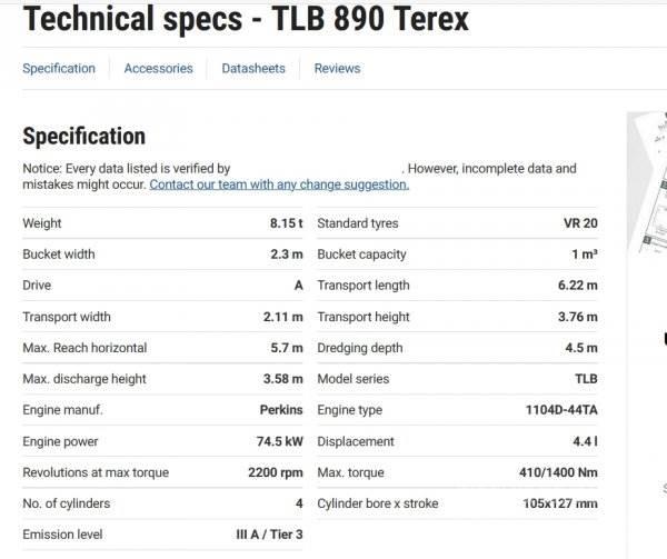 Terex TLB 890 Retroescavadoras