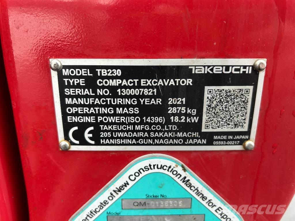 Takeuchi TB 230 V3 Mini Escavadoras <7t