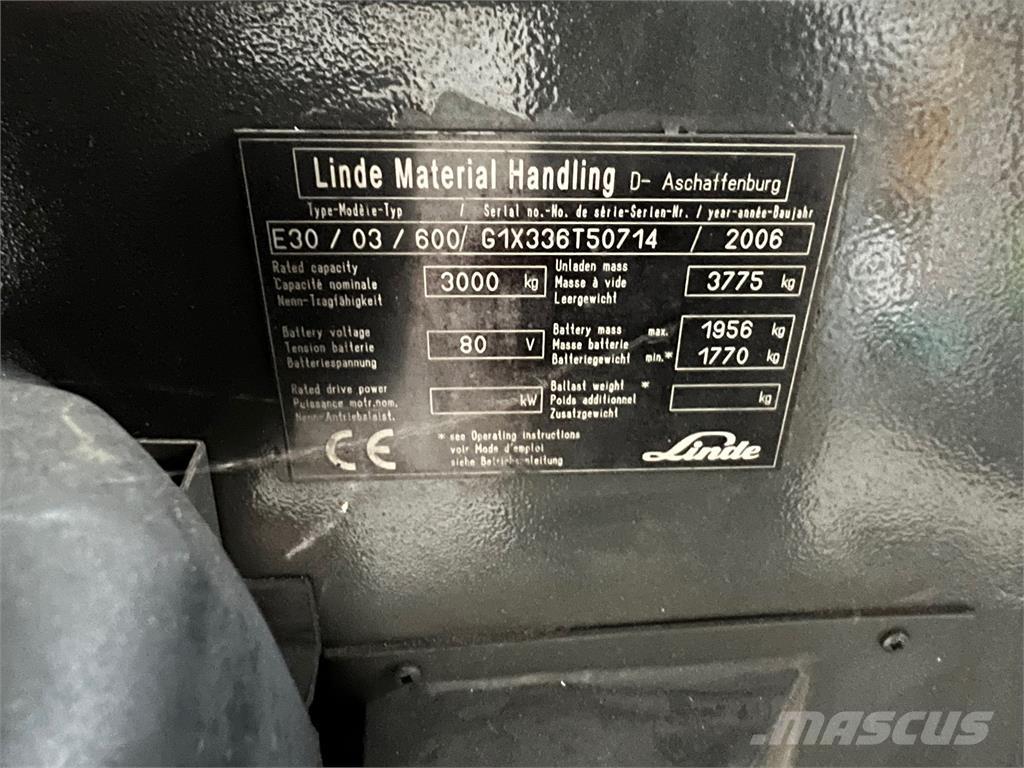Linde E30 / 03 / 600 Empilhadores eléctricos