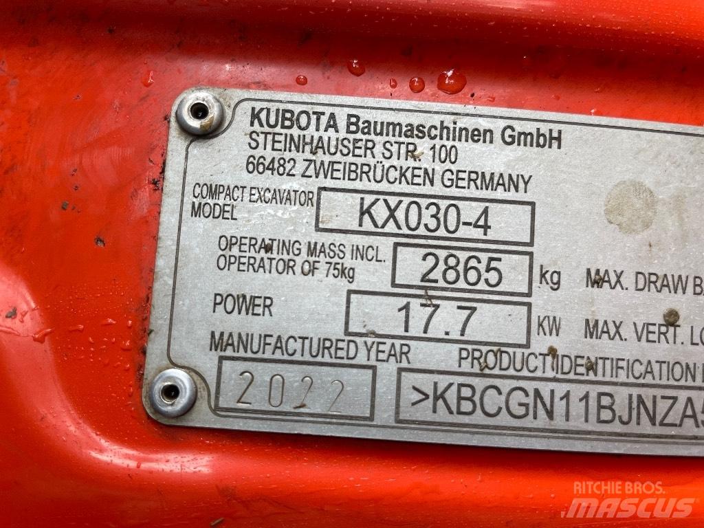 Kubota KX 030-4 Mini Escavadoras <7t