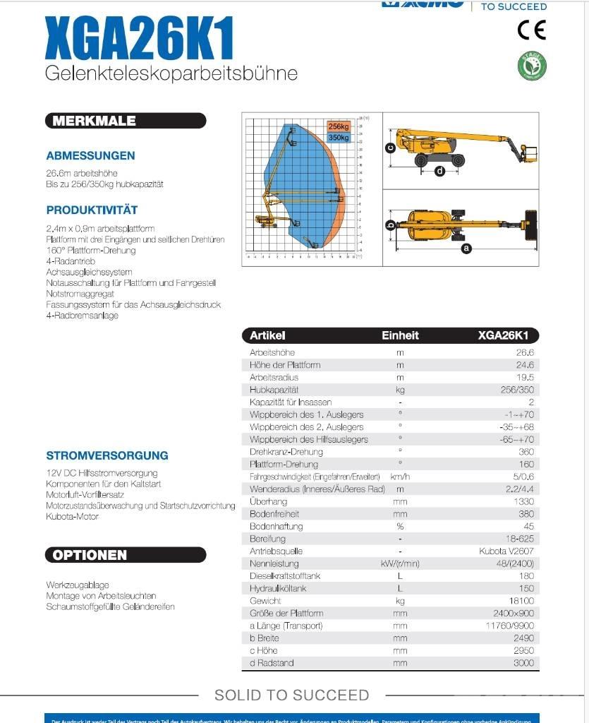 XCMG XGA26K1 Elevadores braços articulados