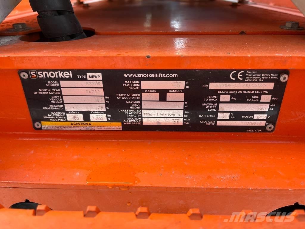 Snorkel S 3219 E Elevadores de tesoura