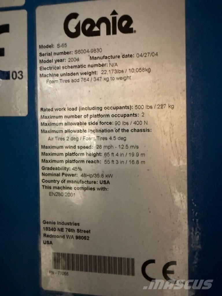 Genie S 65 Elevadores braços articulados