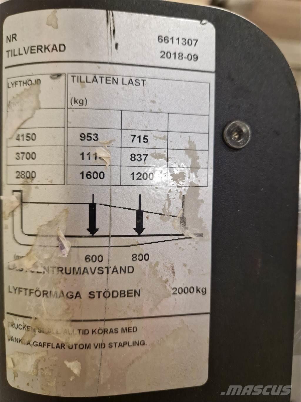 Toyota SPE160L Empilhador para operador externo