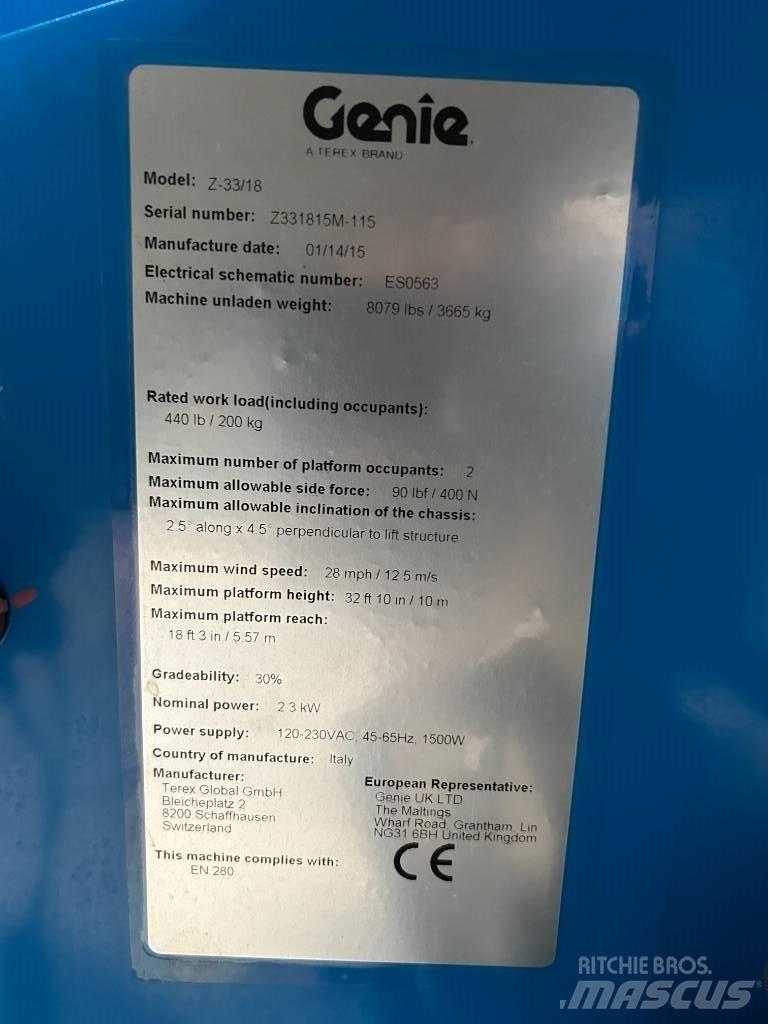 Genie Z 33/18 Elevadores braços articulados