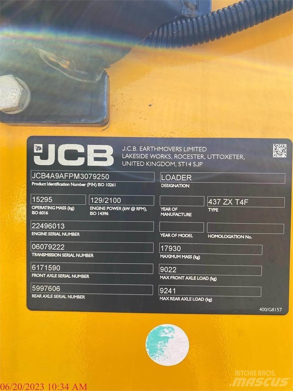 JCB 437ZX Pás carregadoras de rodas