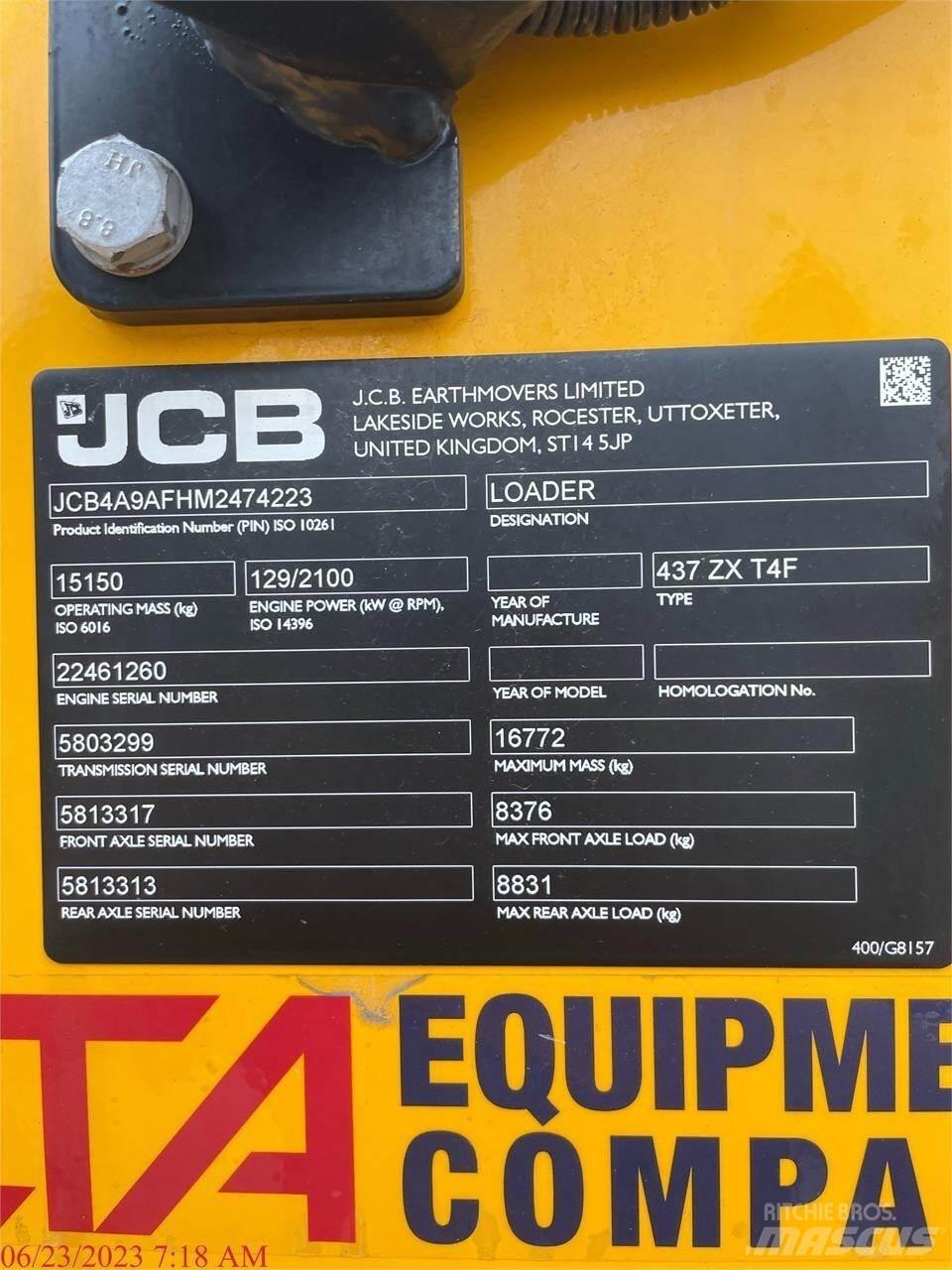 JCB 437ZX Pás carregadoras de rodas
