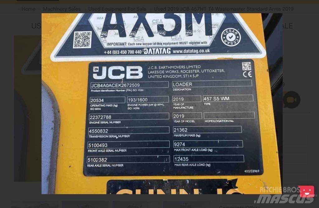 JCB 457 Pás carregadoras de rodas