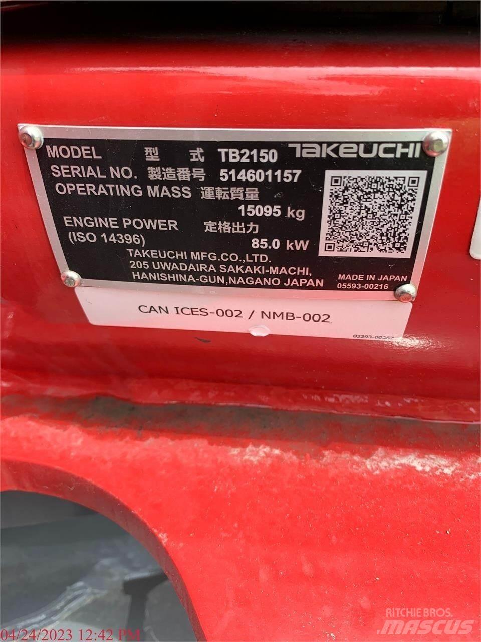 Takeuchi TB2150 Escavadoras de rastos
