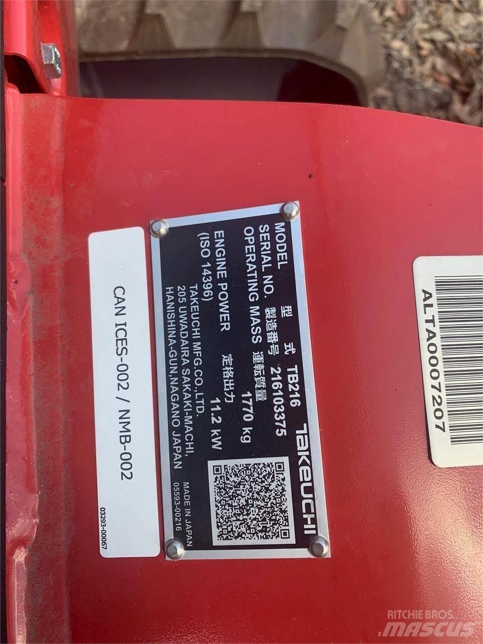 Takeuchi TB216 Mini Escavadoras <7t