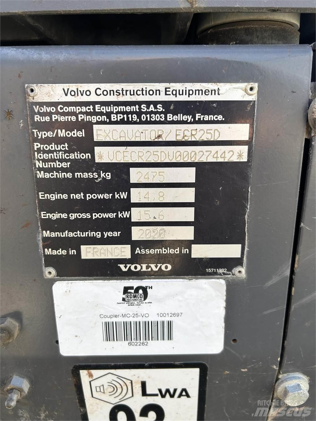 Volvo ECR25D Mini Escavadoras <7t