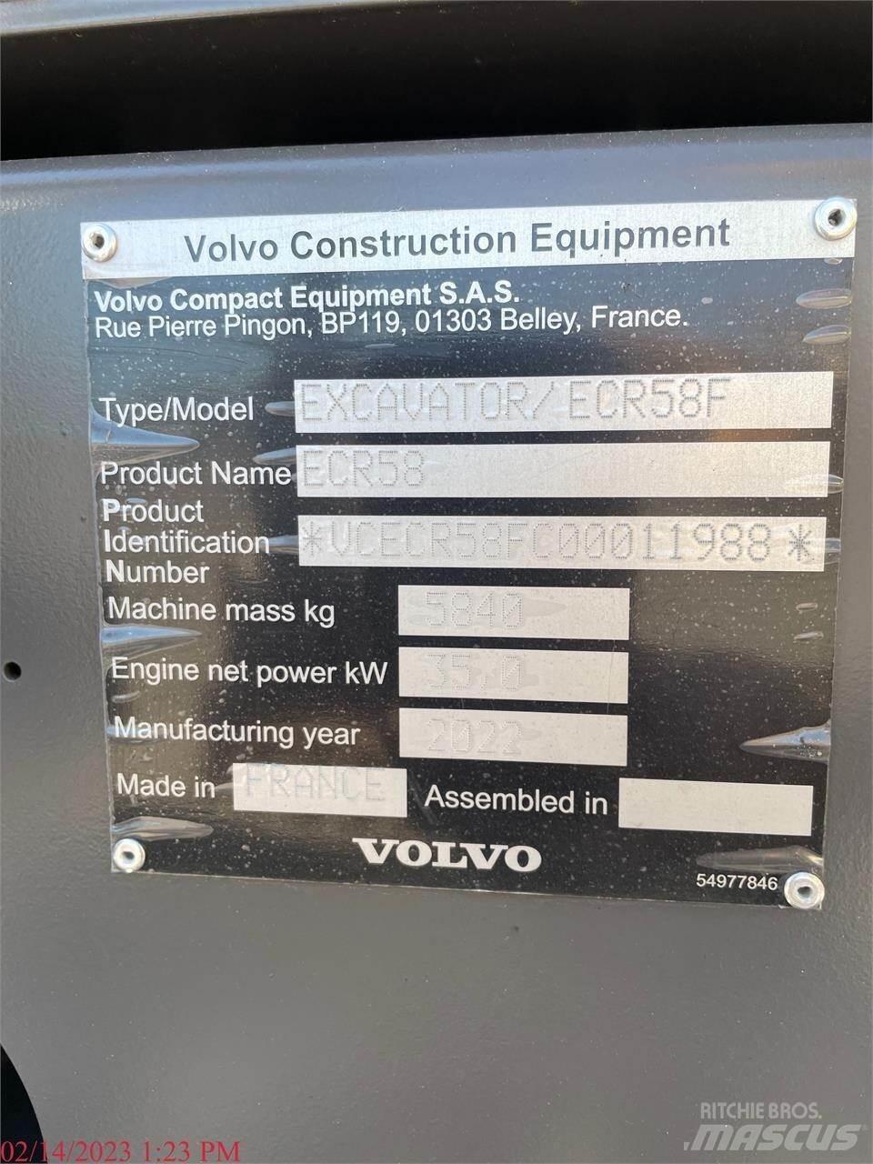 Volvo ECR58F Escavadoras de rastos