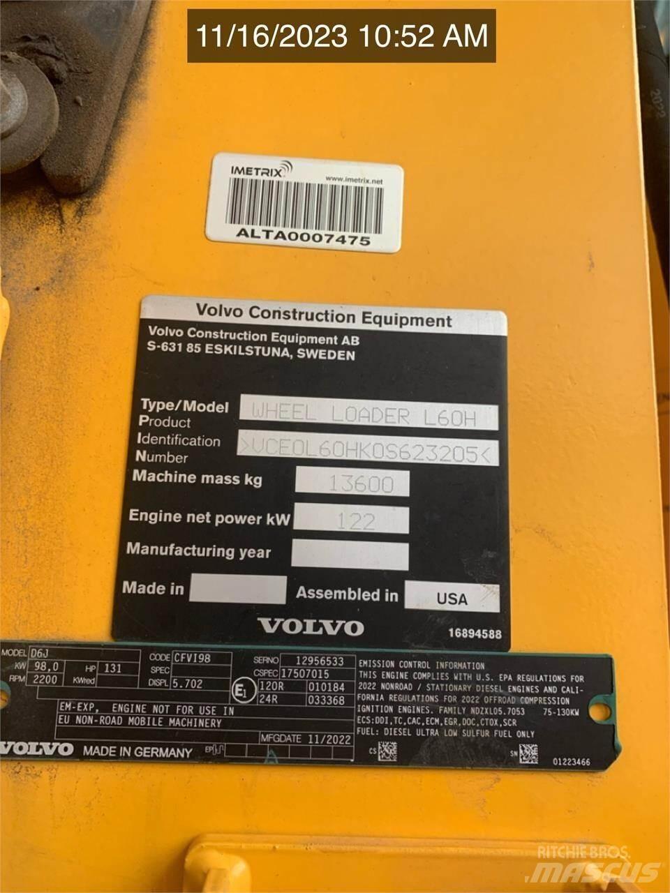 Volvo L60H Pás carregadoras de rodas