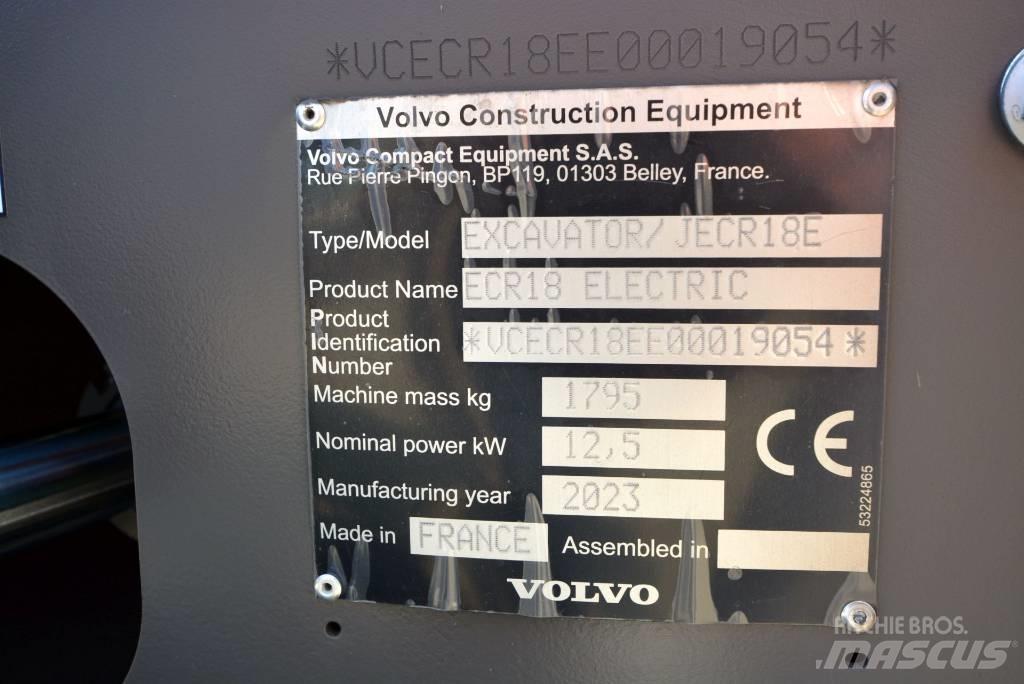 Volvo ECR18 electric Mini Escavadoras <7t