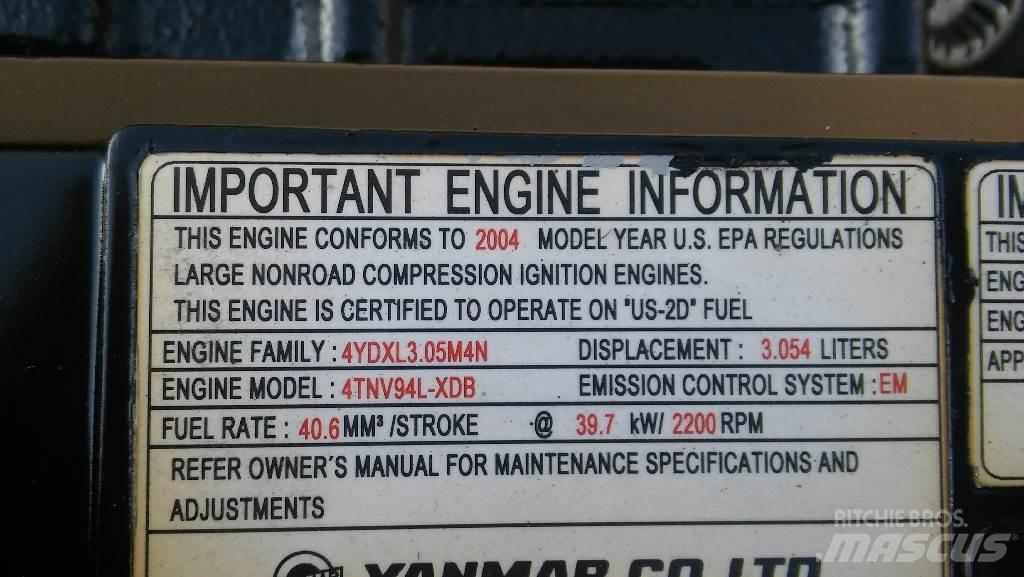 Yanmar 4TNV94L-XDB Mini Escavadoras <7t