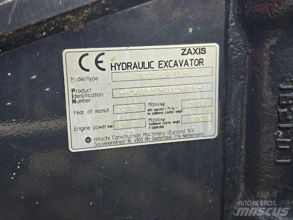 Hitachi ZX55U-5A CLR Mini Escavadoras <7t