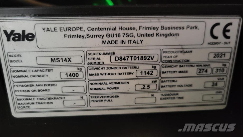 Yale MS14X-IL Self propelled stackers