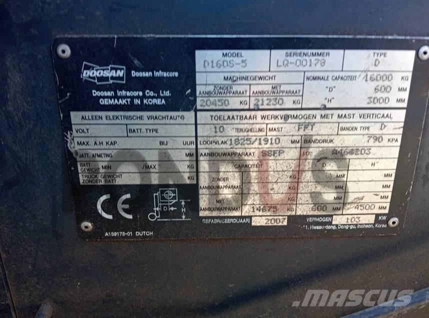 Doosan D160S-5 Empilhadores Diesel