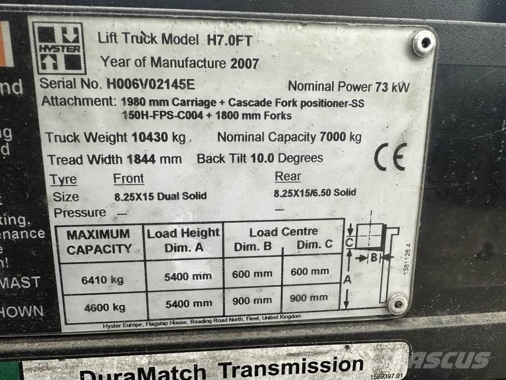 Hyster H7.0FT Empilhadores a gás