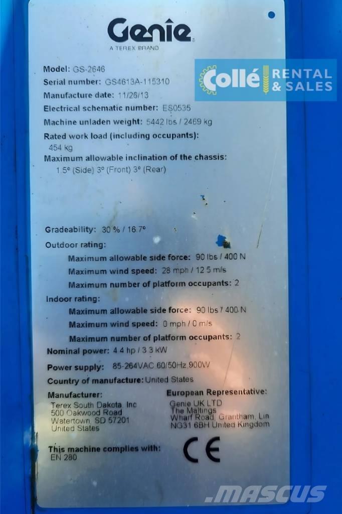 Genie GS-2646 | 2013 Elevadores de tesoura