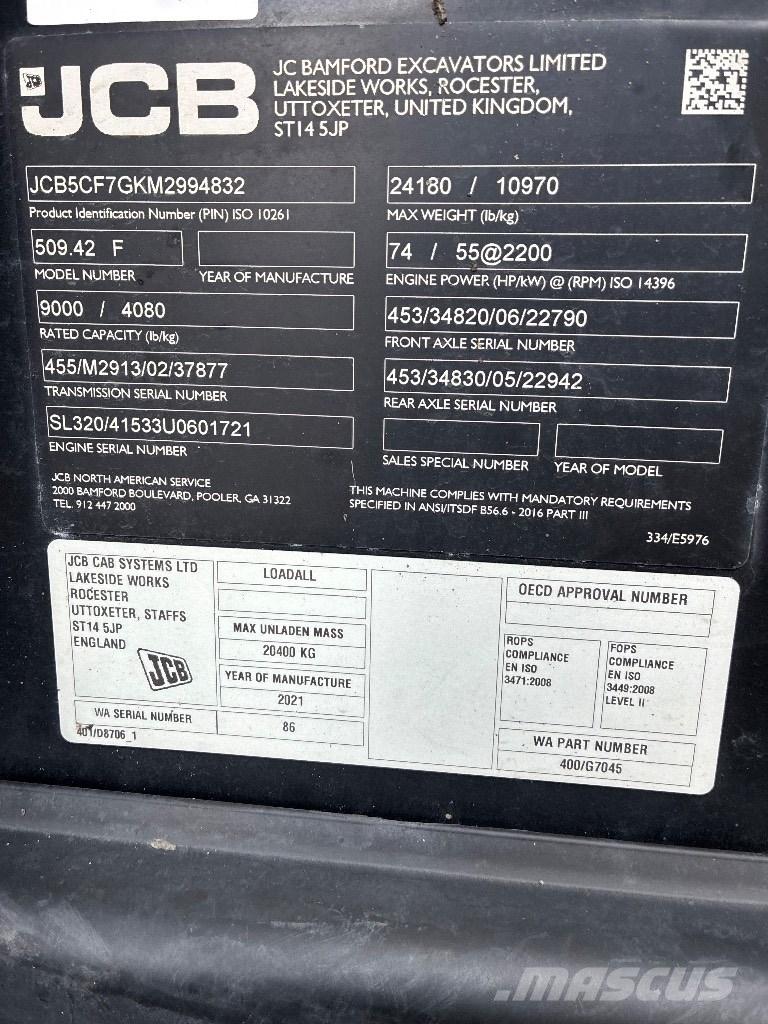 JCB 509-42 Manipuladores telescópicos