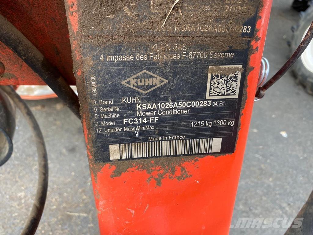 Kuhn FC 314 FF Corta-Relvas montadas e arrastadas