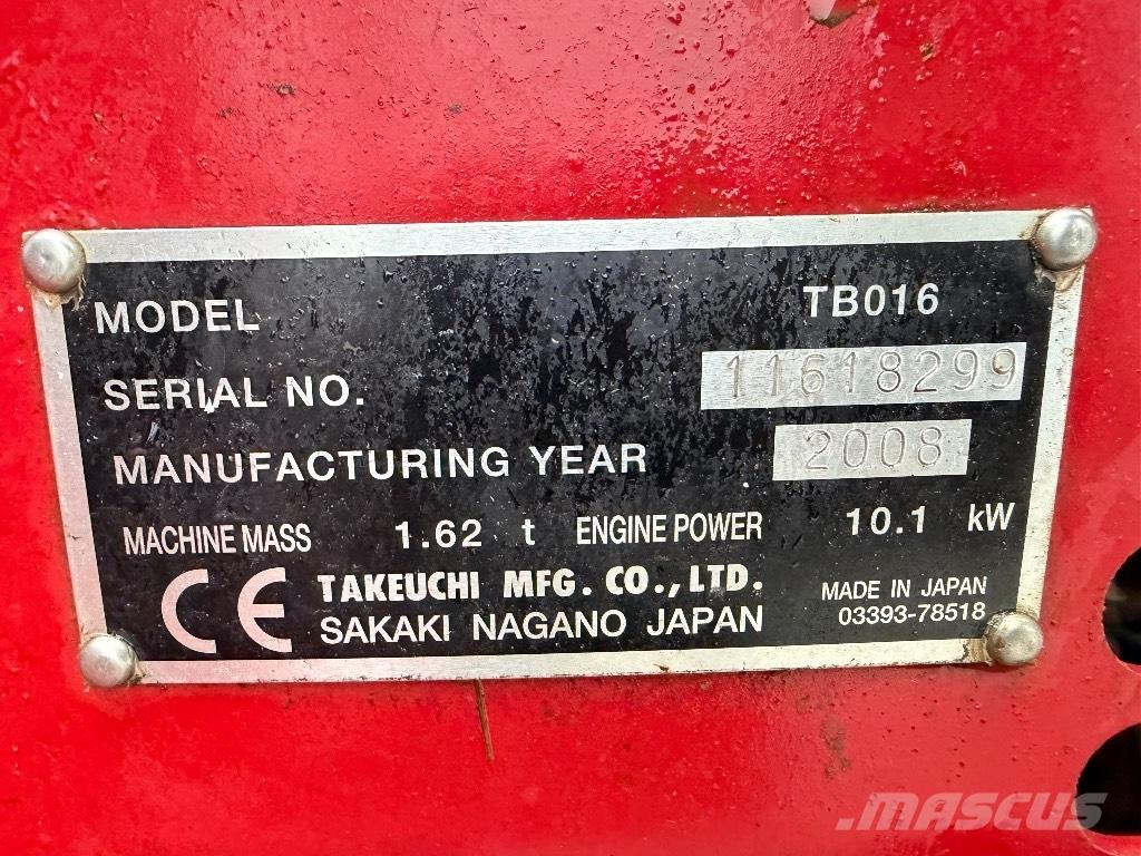 Takeuchi TB 016 Mini Escavadoras <7t