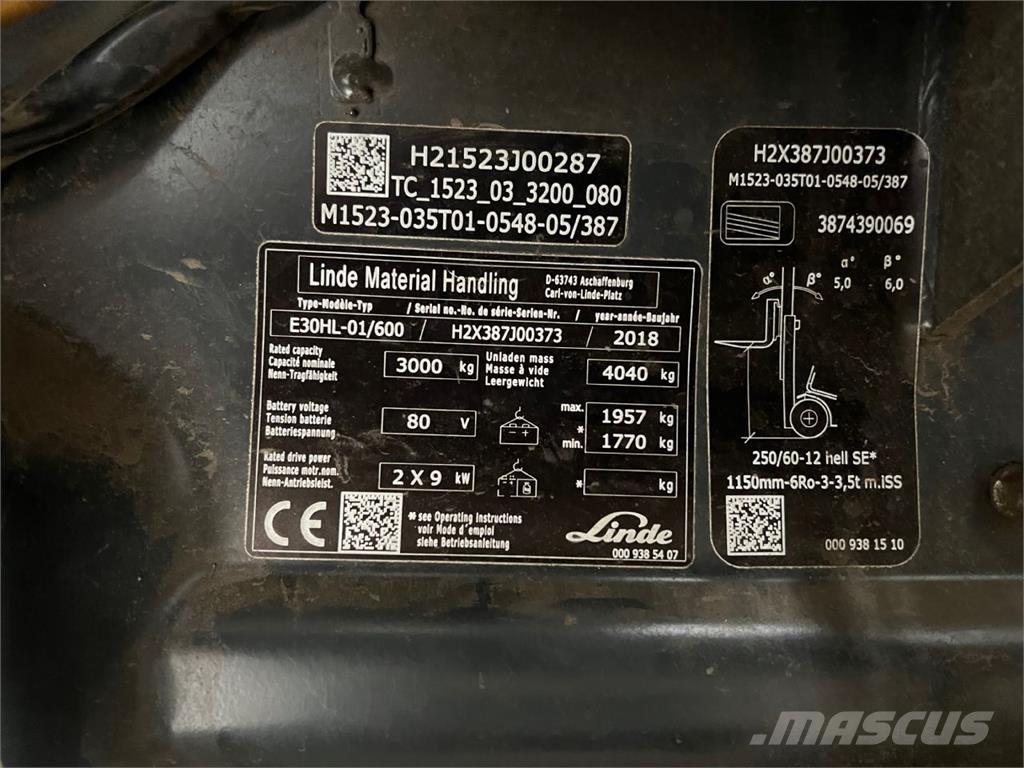 Linde E30/600HL Empilhadores eléctricos
