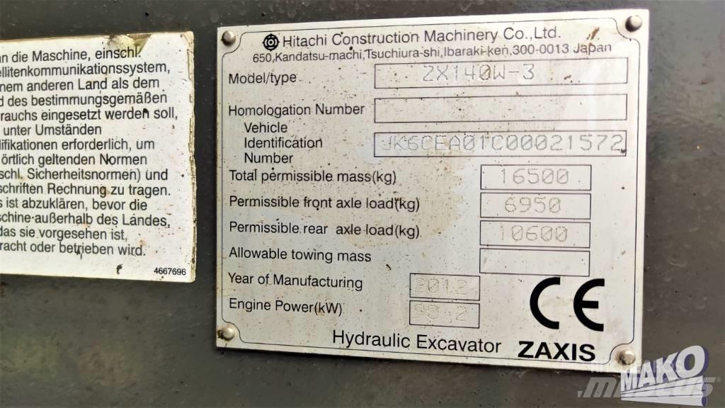 Hitachi ZX 140 W-3 Escavadoras de rodas
