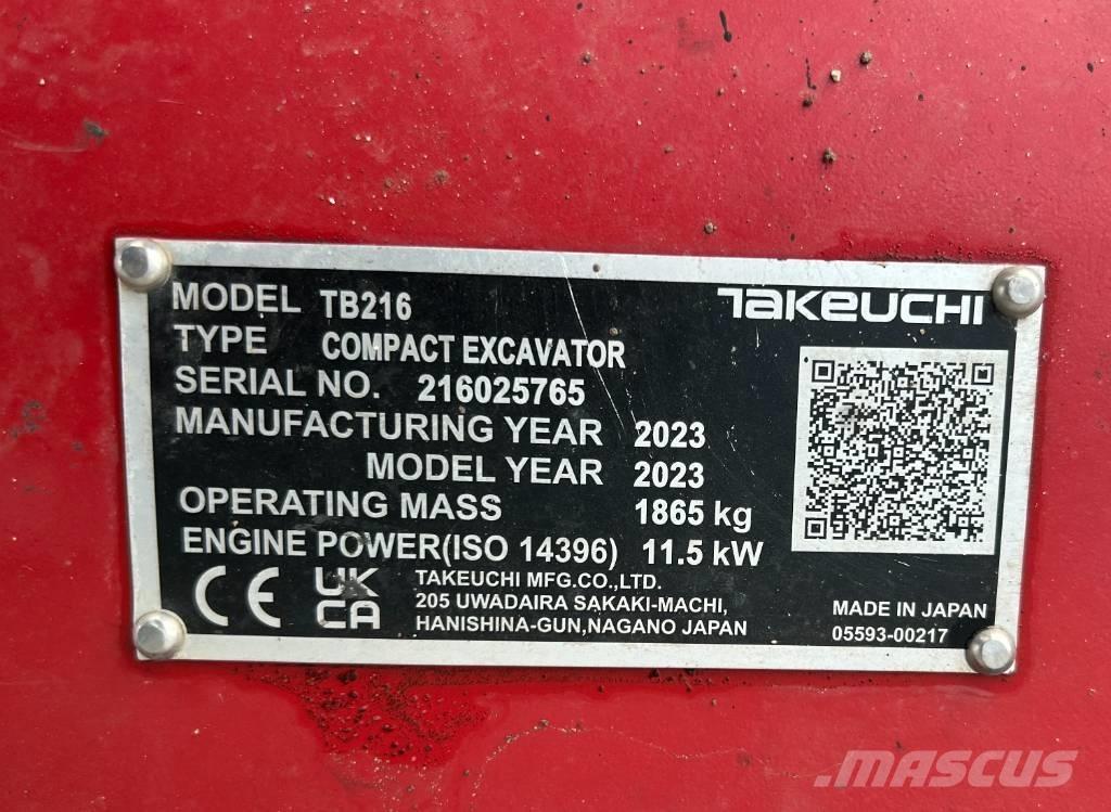 Takeuchi TB 216A V4 Mini Escavadoras <7t