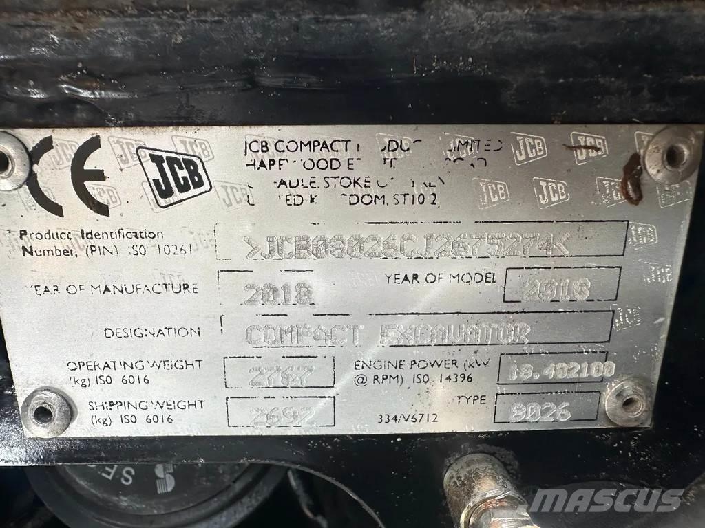 JCB 8026 Mini Escavadoras <7t
