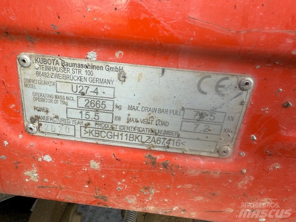 Kubota U 27-4 Mini Escavadoras <7t