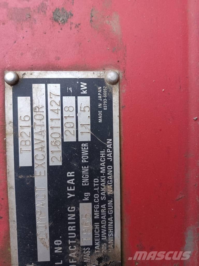 Takeuchi TB 216 Mini Escavadoras <7t