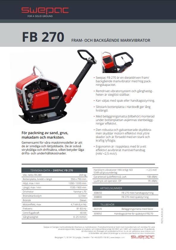 Swepac FB 270 Placas compactadoras