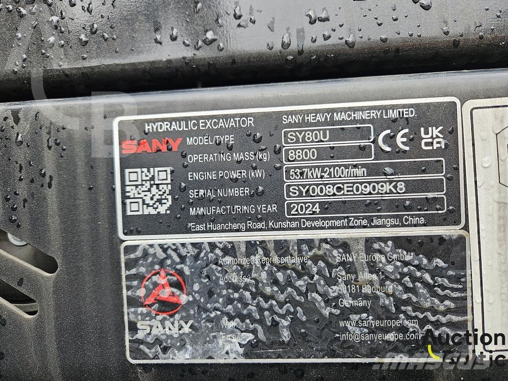 Sany SY80U Escavadoras Midi 7t - 12t