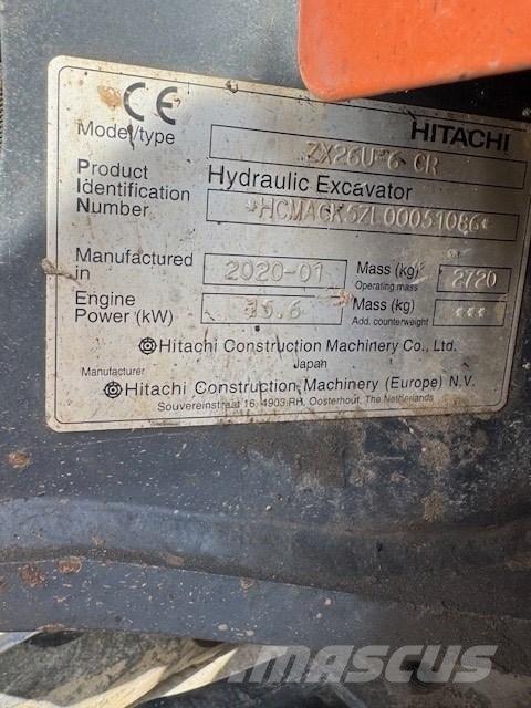 Hitachi ZX 26 U-6 CR Mini Escavadoras <7t