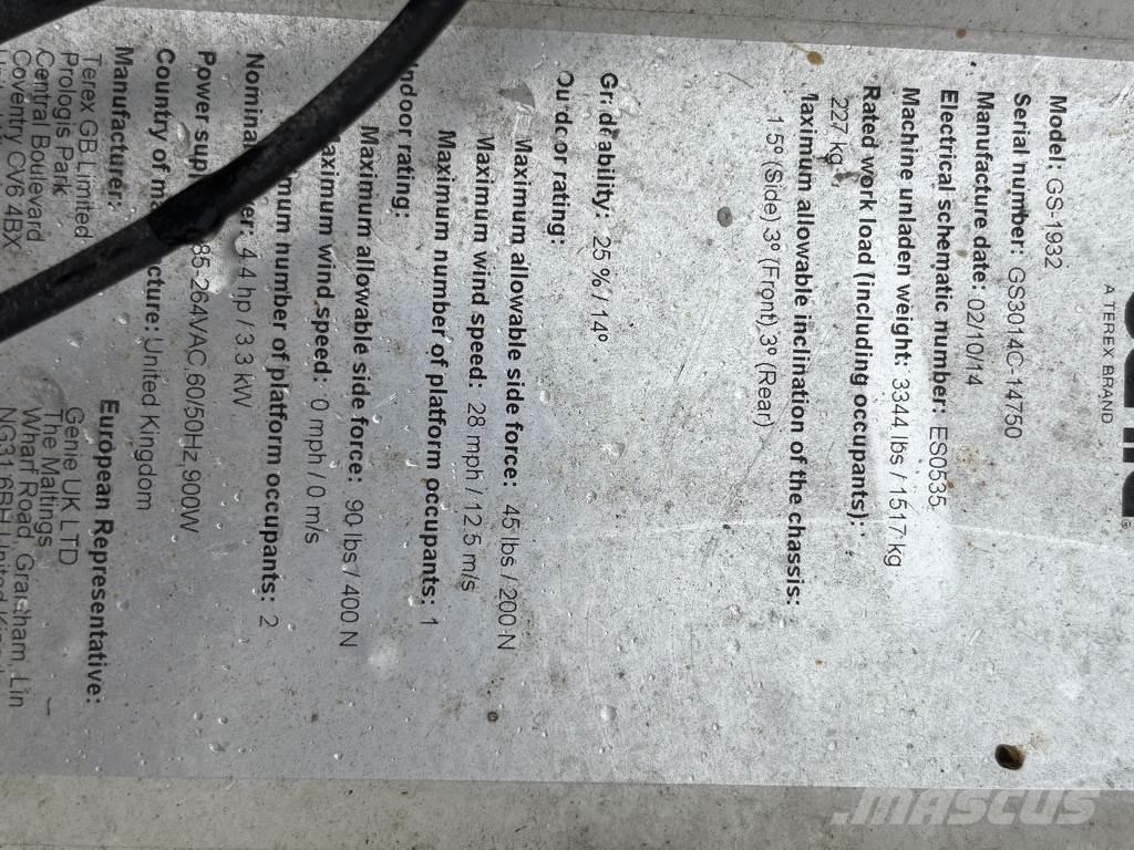 Genie 1932 Elevadores de tesoura