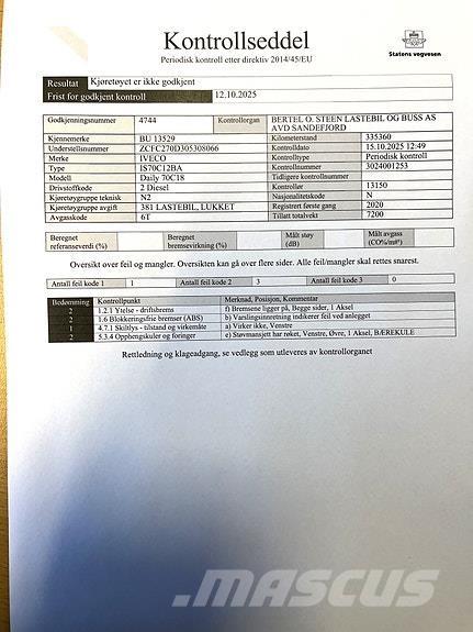 Iveco DAILY 70C18 Camiões de caixa fechada