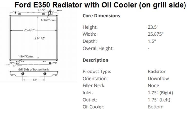 Ford E350 Radiadores camiões e carrinhas