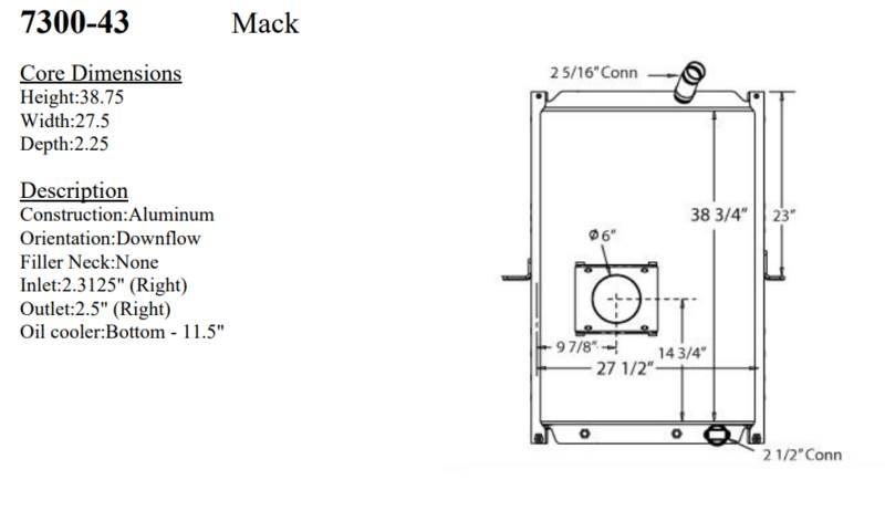 Mack MRU Radiadores camiões e carrinhas
