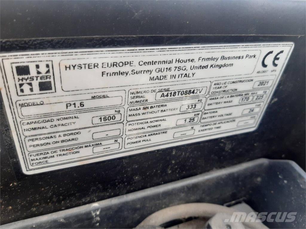Hyster P1.6 Movimentação cargas - Outros
